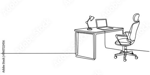 Vector illustration of a modern kitchen interior with a mixer and stove in an empty contemporary apartment room with table, chair, desk, glass elements and clean architectural design