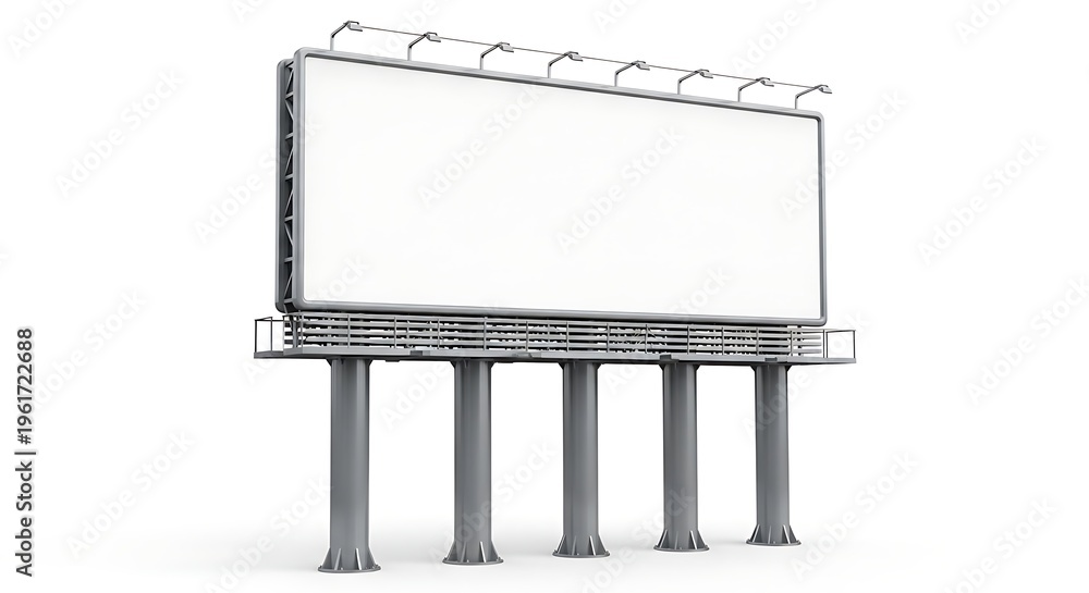 Obraz premium Blank Billboard Advertising Space Isolated 3D Render on White Background