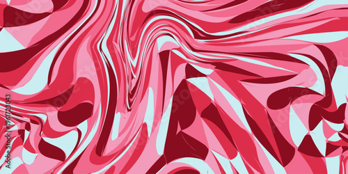 Abstract pink and red fluid swirl pattern with light blue accents, dynamic flowing waves digital art fluid acrylic paint texture with liquid marble wavy shapes for modern graphic design background. 