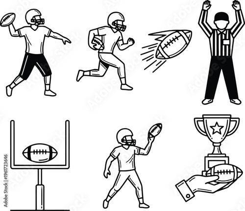 Trophy football icons set isolated on transparent background