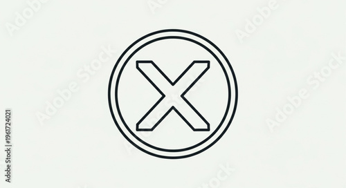 Symbolic X Mark Encased in a Circular Outline Design.