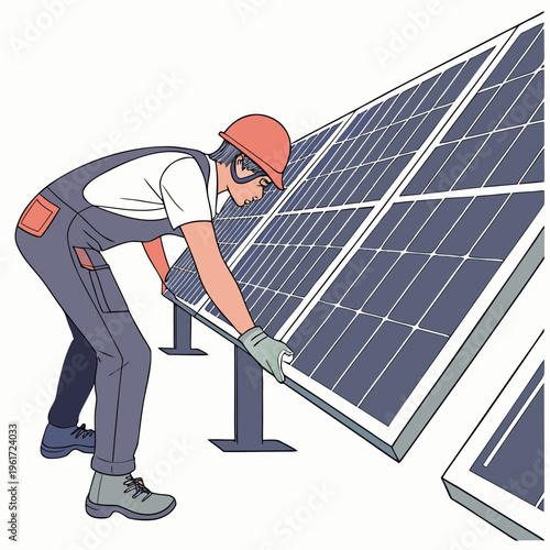 A man installing a solar panel