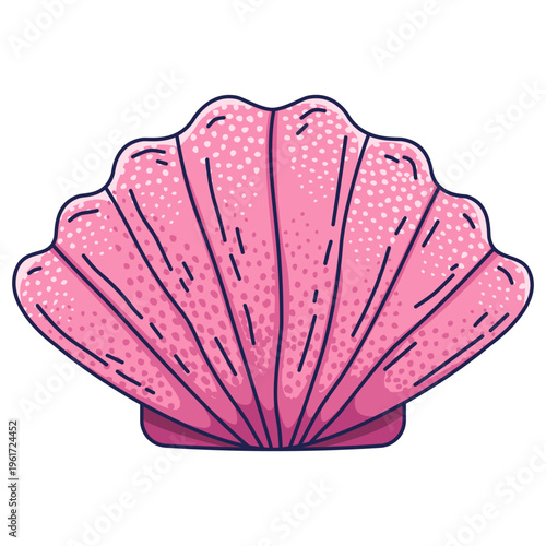 Hand drawn pink sea shell vector illustration