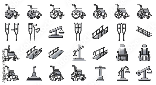 Construction and Industrial Equipment Icon Set
