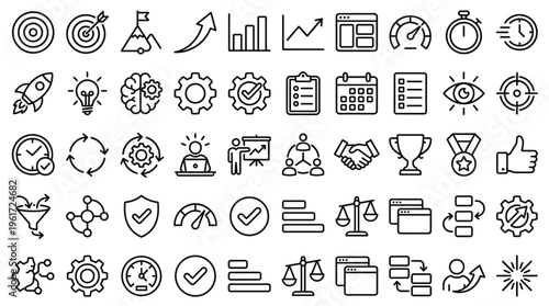 Set of 50 Business and Marketing Line Icons Vector