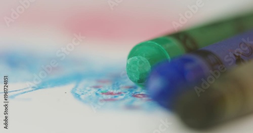 Crayons on Table Macro Pickup