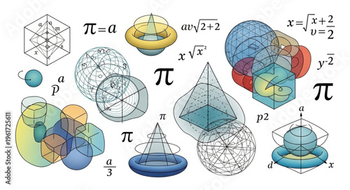 Mathematical Concepts and Geometric Shapes Illustration.