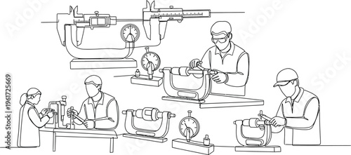 workers in factory working on machines