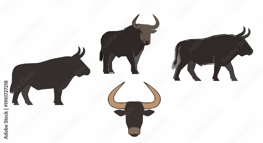 Φωτογραφία Minimal aurochs vector icon set EPS10 isolated on white