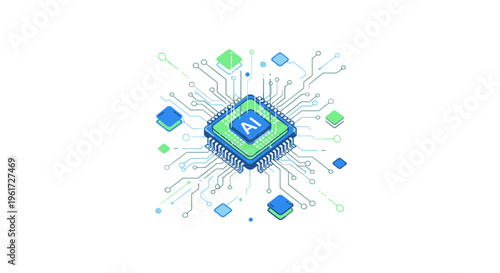Artificial Intelligence Microchip Network - Digital Brain Concept
