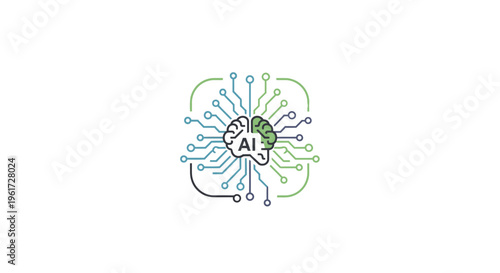 Artificial Intelligence Network Concept with Human Brain