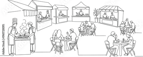 people sitting at outdoor cafe tables