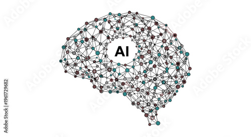 Artificial Intelligence Network Concept: Digital Brain with Neural Connections