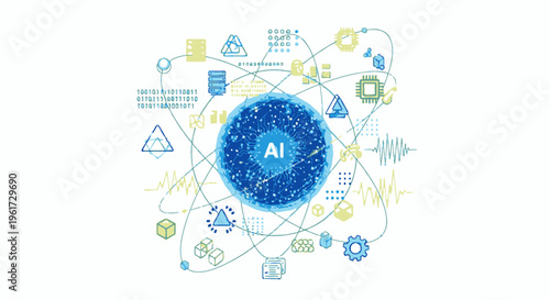 Artificial Intelligence Network Concept with Data Connections