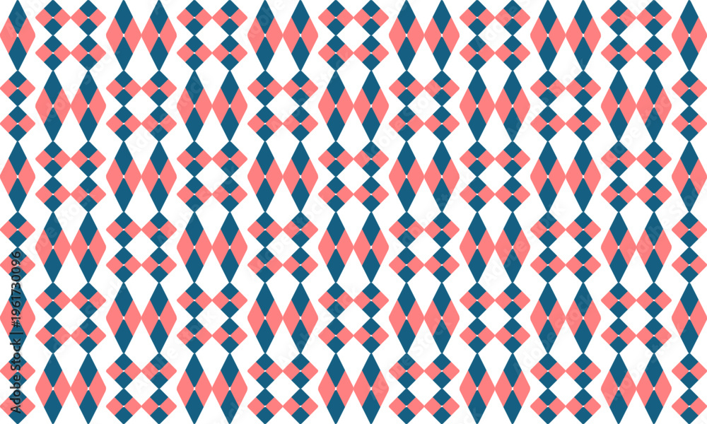 Obraz premium seamless geometric pattern, Seamless geometric diamond pattern in two tone blue and pink diamond checkerboard, chessboard seamless Repeat seamless pattern design for fabric printing or background