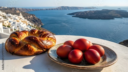 Greek Easter Breakfast Overlooking Caldera
