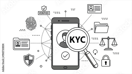  KYC Digital Verification – Fintech Security Concept Illustration