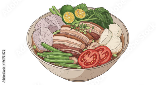 Delicious Pork Belly Stew with Vegetables and Lime