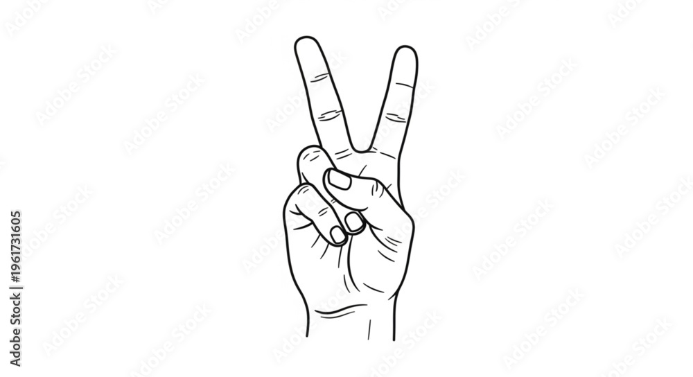 Fototapeta premium Hand gesture depicting the peace sign or victory symbol.