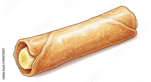 Fried Banana Roll with Sugar Coating