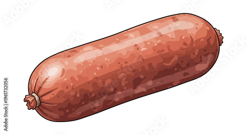 Sausage illustration, raw meat product, food ingredient, isolated on white