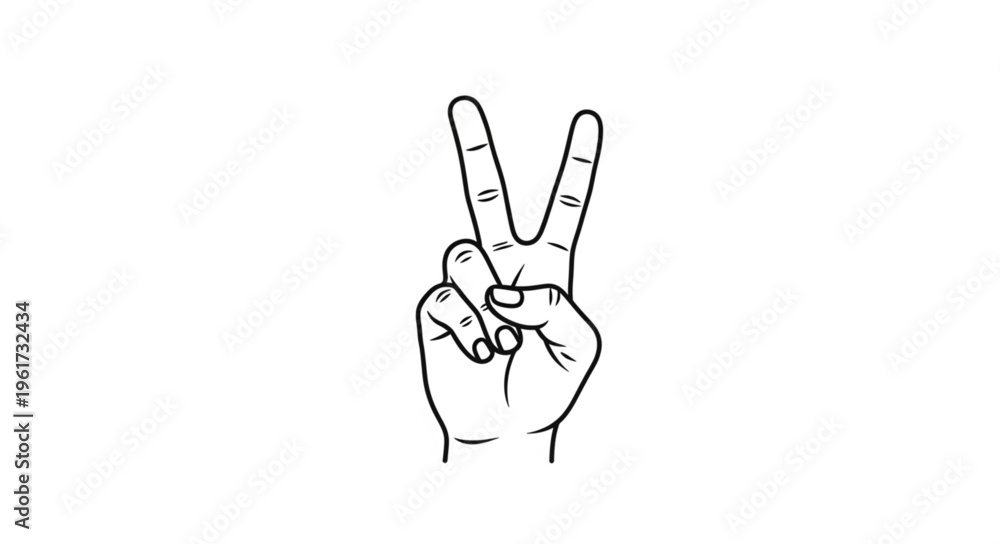 Fototapeta premium Hand gesture showing the peace or victory sign in black and white.