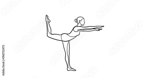 Woman in Dancer Pose - A graceful yoga posture illustration.