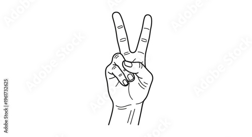 Hand gesture displaying the peace sign or victory symbol.