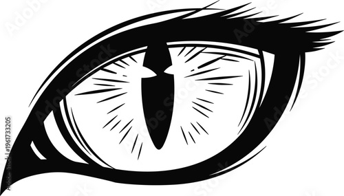 Reptile Eye Vector Illustration with Vertical Pupil Detailed Lizard Snake Style Animal Vision Symbol for Tattoo Logo Mascot Wildlife Graphic Design Collection