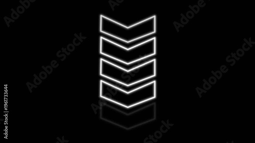 White Neon Arrow Downward Direction Icon