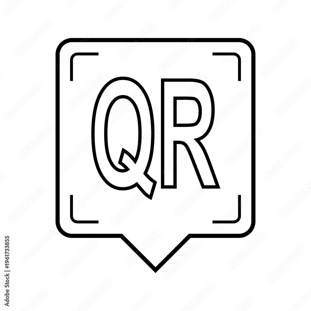 Obraz premium qr code frame in speech bubble shape with clean line icon design, modern scan me style for mobile phone scanning, app interface, website, business and digital use