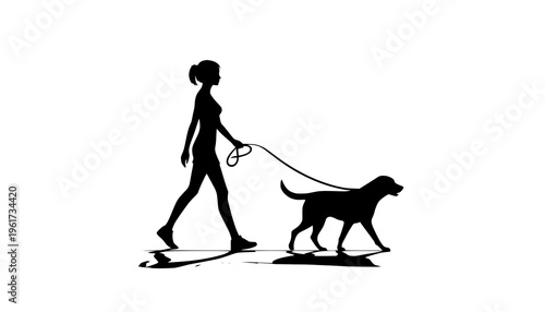 silhouette of a woman with a dog