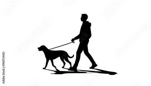 woman walking with dog