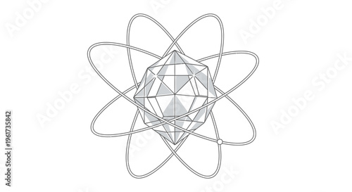 Atomic Structure Model with Orbitals and Central Nucleus Illustration