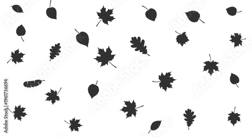 Leaves Falling From The Tree Silhouettes.