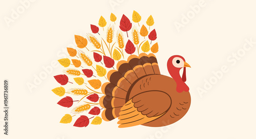 Brown Turkey Bird Thanksgiving Holiday Symbol.