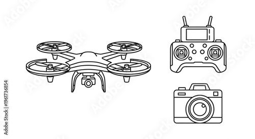 Drone with camera and remote control.