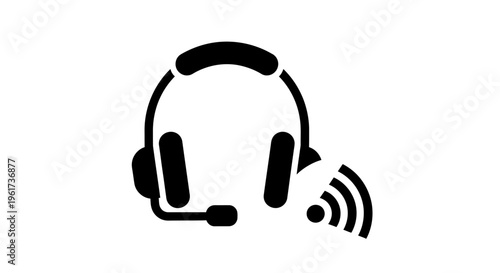 Black headset with microphone symbol.