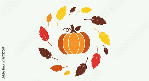 Autumn Orange Pumpkin Fall Decoration.