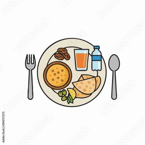 traditional iftar meal for breaking fast