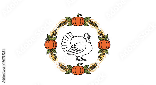 Black and white turkey bird illustration.