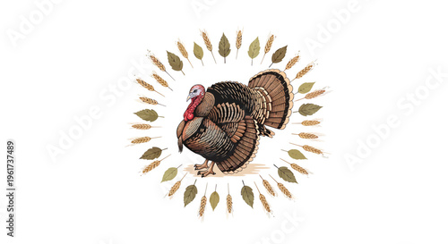 Colorful Turkey Bird Main Subject Only.