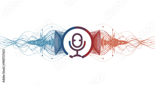 Audio Waveform with Microphone Symbol - Communication Technology Concept