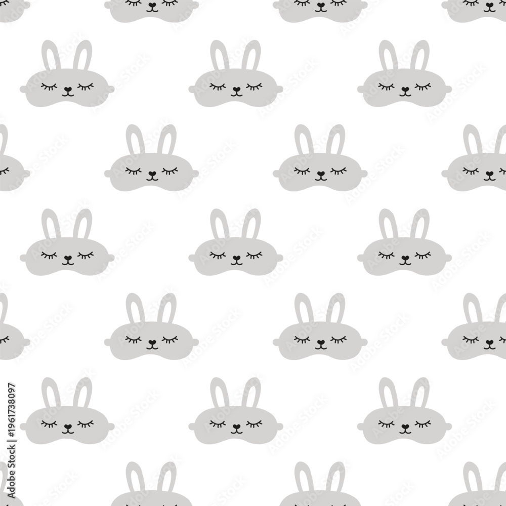 Obraz premium Seamless Pattern. Rabbit night Mask for dreaming. Vector flat iilustration.