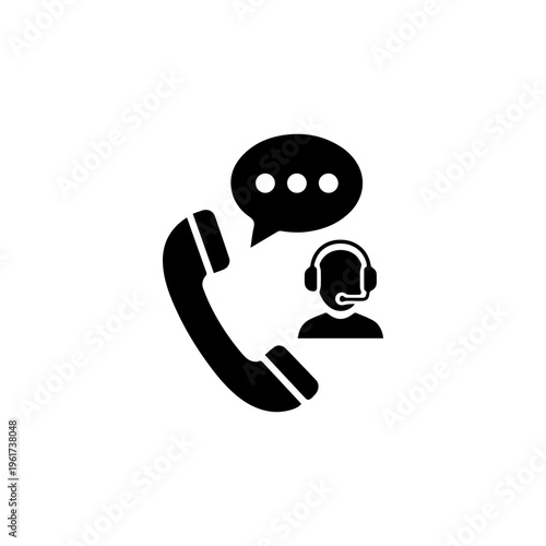 Customer service hotline icon representing support communication and assistance Vector illustration