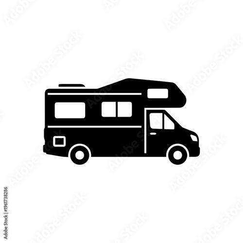 Travel camper van icon for road trip adventure and mobile lifestyle Vector illustration