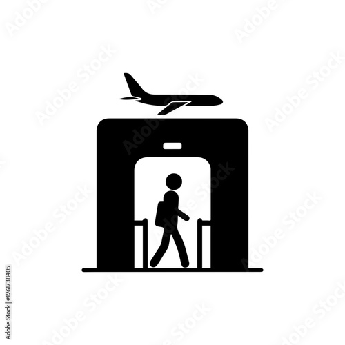 Boarding gate entrance icon showing airport departure access point Vector illustration