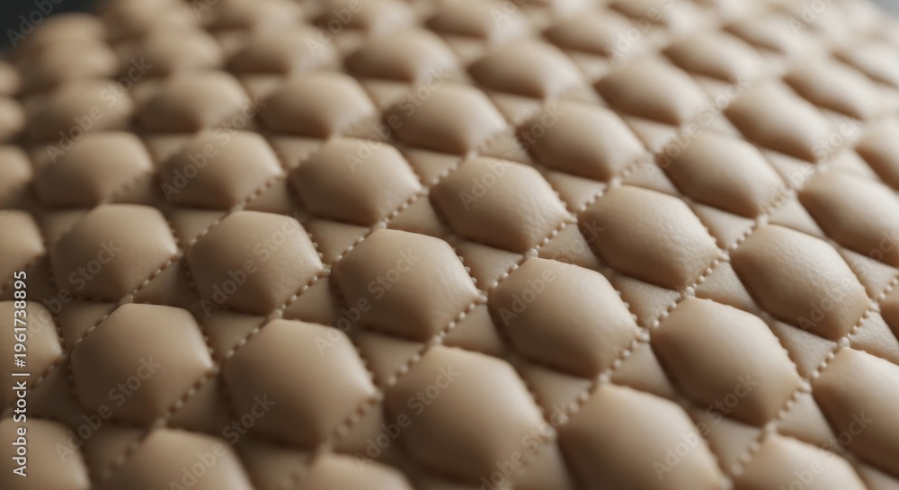 Fototapeta premium Luxurious Beige Quilted Hexagon Leather Texture Close-Up