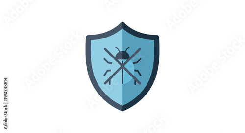 Cyber Security Shield with Bug Icon - Digital Protection Concept