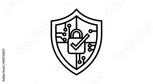 Cyber Security Shield with Check Mark Icon